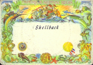 Shellback Certificate for Crossing the Equator